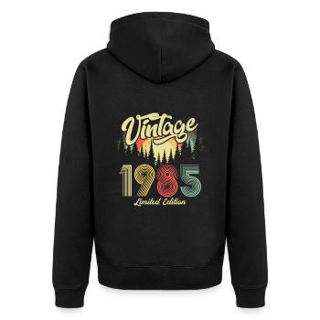 1985 Birthday born in 1985 Retro Vintage - Unisex Premium Organic Zip Hoodie - black - Back - Nico (187cm)