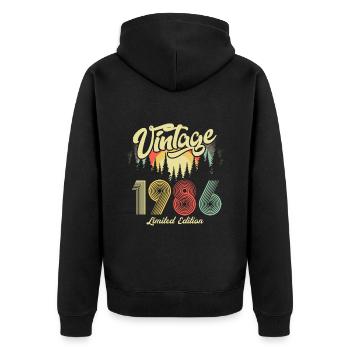 1986 Anniversaire né en 1986 Retro Vintage - Veste à capuche bio Premium Unisexe - noir - Dos - Nico (187cm)