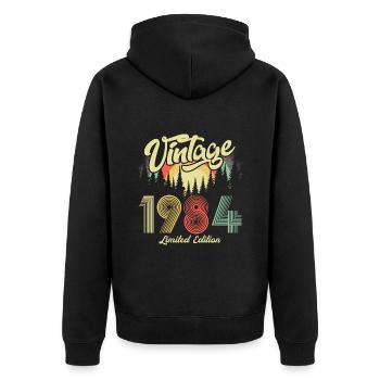 1984 Anniversaire né en 1984 Retro Vintage - Veste à capuche bio Premium Unisexe - noir - Dos - Nico (187cm)