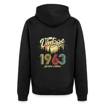 1963 Anniversaire né en 1963 Retro Vintage - Veste à capuche bio Premium Unisexe - noir - Dos - Nico (187cm)