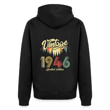 1946 Birthday Born in 1946 Retro Vintage - Unisex Premium Organic Zip Hoodie - black - Back - Nico (187cm)