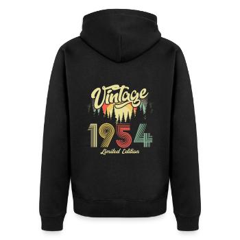 1954 Anniversaire né en 1954 Retro Vintage - Veste à capuche bio Premium Unisexe - noir - Dos - Nico (187cm)
