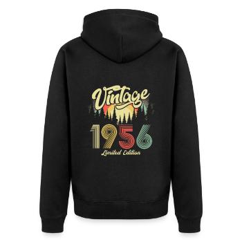 1956 Anniversaire né en 1956 Retro Vintage - Veste à capuche bio Premium Unisexe - noir - Dos - Nico (187cm)
