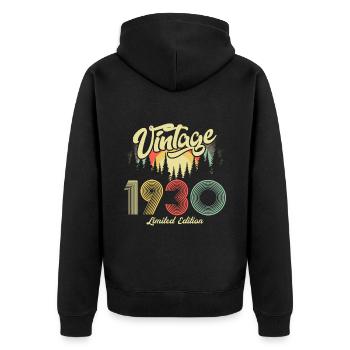 1930 Born retro sunset gift vintage - Unisex Premium Organic Zip Hoodie - black - Back - Nico (187cm)