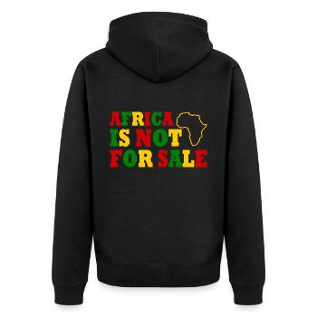africa is not for sale - Unisex Premium Organic Zip Hoodie - black - Back - Nico (187cm)