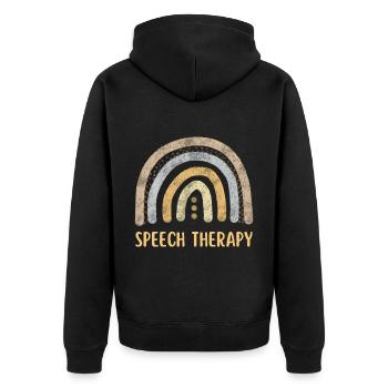 Speech Therapy Rainbow - Unisex Premium Organic Zip Hoodie - black - Back - Nico (187cm)