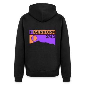 Figerhorn Sonnenaufgang Aufstieg Wanderung Wandern - Unisex Premium Bio Zip Hoodie - Schwarz - Hinten - Nico (187cm)