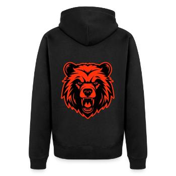 Bear Head - Unisex Premium Organic Zip Hoodie - black - Back - Nico (187cm)