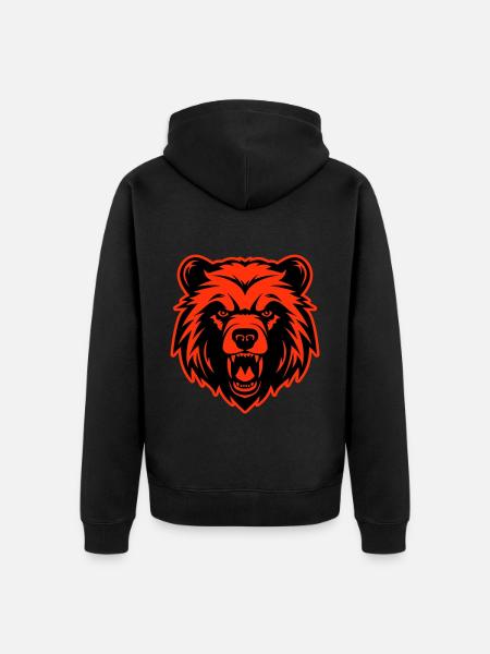 Bear Head - Unisex Premium Organic Zip Hoodie - black