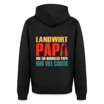 Landwirt Papa Wie Ein Normaler Papa Nur Cooler - Unisex Premium Bio Zip Hoodie - Schwarz - Hinten - Nico (187cm)