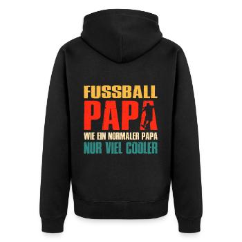 Fussball Papa Wie Ein Normaler Papa Nur Cooler - Unisex Premium Bio Zip Hoodie - Schwarz - Hinten - Nico (187cm)