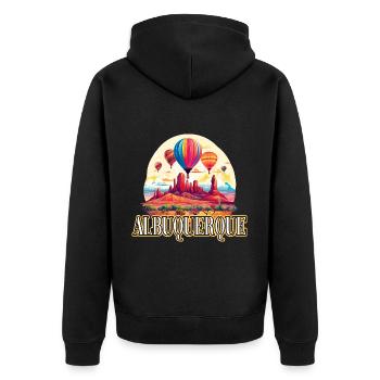 Albuquerque Ballon New Mexico Heißluftballon - Unisex Premium Bio Zip Hoodie - Schwarz - Hinten - Nico (187cm)