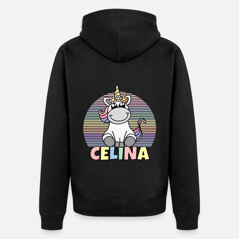 Celina Einhorn Name - Unisex Premium Bio Zip Hoodie - Schwarz