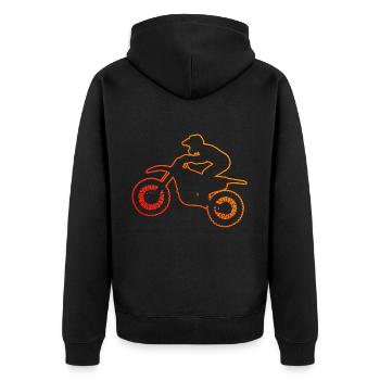 Dirtbike Damen Motocross Freestyle Motocross - Unisex Premium Bio Zip Hoodie - Schwarz - Hinten - Nico (187cm)