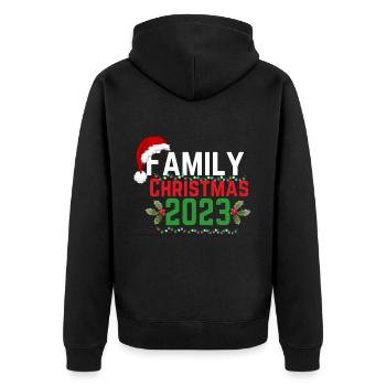 Funny Familie Weihnachten 2023 Matching Squad Sant - Unisex Premium Bio Zip Hoodie - Schwarz - Hinten - Nico (187cm)