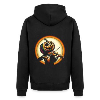 Halloween citrouille violon - Veste à capuche bio Premium Unisexe - noir - Dos - Nico (187cm)
