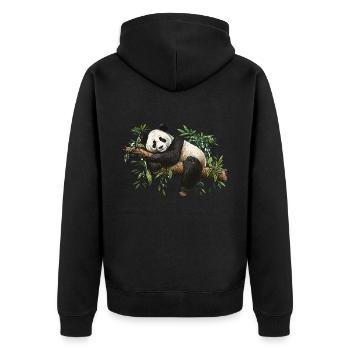 The Bamboo Panda - Unisex Premium Organic Zip Hoodie - black - Back - Nico (187cm)