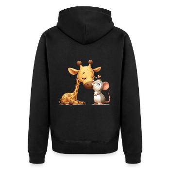 Girafe Câlin Et Souris Amoureuse - Veste à capuche bio Premium Unisexe - noir - Dos - Nico (187cm)
