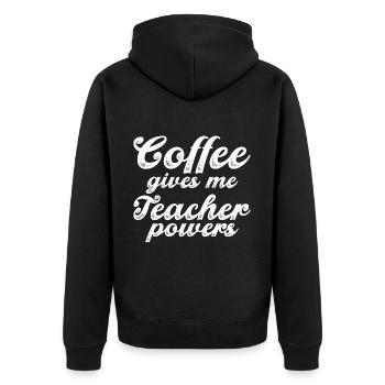 Le café me donne des pouvoirs de professeur 3 - Veste à capuche bio Premium Unisexe - noir - Dos - Nico (187cm)