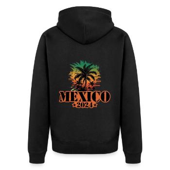 Mexiko 2024 Team Palmen Bunt - Unisex Premium Bio Zip Hoodie - Schwarz - Hinten - Nico (187cm)