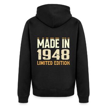 Tolles Geburtstagsgeschenk von 1948 seit 1948 Retro - Unisex Premium Bio Zip Hoodie - Schwarz - Hinten - Nico (187cm)