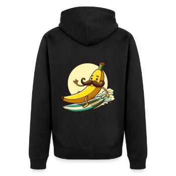 Banana surfe avec moustache - Veste à capuche bio Premium Unisexe - noir - Dos - Nico (187cm)