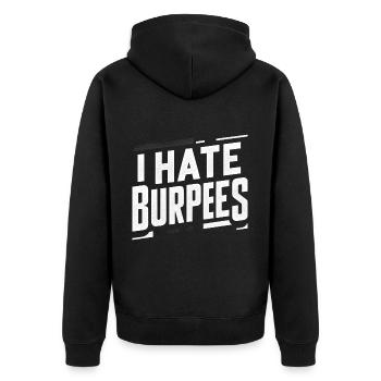 I Hate Burpees 7 - Unisex Premium Organic Zip Hoodie - black - Back - Nico (187cm)