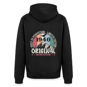 1940 Birthday 1940 Vintage Birthday 1940 - Unisex Premium Organic Zip Hoodie - black - Back - Nico (187cm)