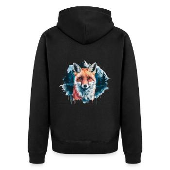 Fox, Watercolor, Forest, Foxes, Nature, Red Fox - Unisex Premium Organic Zip Hoodie - black - Back - Nico (187cm)