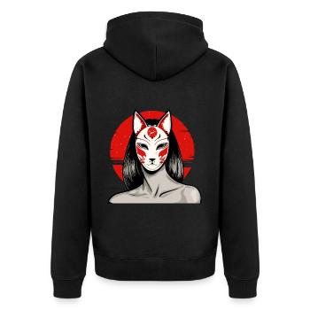 Manga Kitsune Renard Anime Kumiho Masque Manga Otaku - Veste à capuche bio Premium Unisexe - noir - Dos - Nico (187cm)