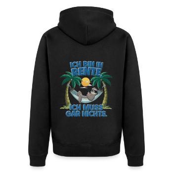Je suis à la retraite, je n’ai rien à faire - Veste à capuche bio Premium Unisexe - noir - Dos - Nico (187cm)