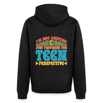 I'm Just Providing The Teen Perspective 2 - Unisex Premium Bio Zip Hoodie - Schwarz - Hinten - Nico (187cm)
