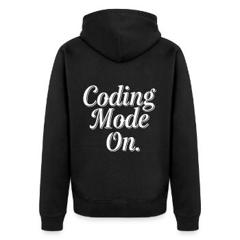 Coding Mode On 11 - Unisex Premium Bio Zip Hoodie - Schwarz - Hinten - Nico (187cm)
