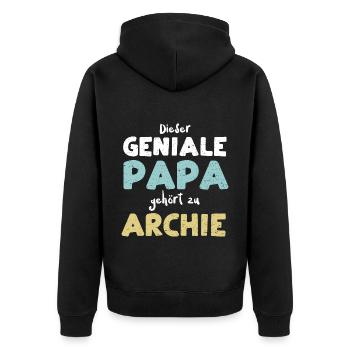 Dieser Geniale Papa Gehört Zu Ar... - Unisex Premium Bio Zip Hoodie - Schwarz - Hinten - Nico (187cm)