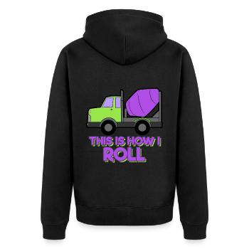 Bagger Baustelle Bauarbeiter Bau Rollen I Geschenk - Unisex Premium Bio Zip Hoodie - Schwarz - Hinten - Nico (187cm)