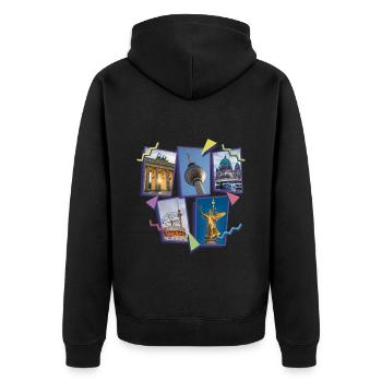 Berlin Germany City Skyline Collage - Unisex Premium Organic Zip Hoodie - black - Back - Nico (187cm)