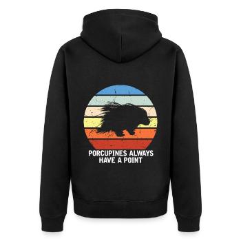 Stachelschweine Designs für Tierliebhaber Nagetier - Unisex Premium Bio Zip Hoodie - Schwarz - Hinten - Nico (187cm)