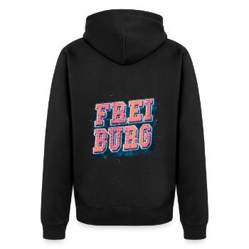 Freiburg Germany City Font Vintage Retro - Unisex Premium Organic Zip Hoodie - black - Back - Nico (187cm)
