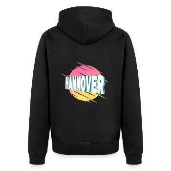 Hanovre Allemagne City Font Vintage Rétro - Veste à capuche bio Premium Unisexe - noir - Dos - Nico (187cm)