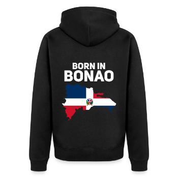 Dominikanische Republik - Unisex Premium Bio Zip Hoodie - Schwarz - Hinten - Nico (187cm)