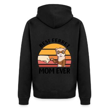 Frettchen Liebhaber - Unisex Premium Bio Zip Hoodie - Schwarz - Hinten - Nico (187cm)
