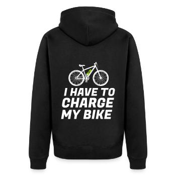 Ich muss mein Fahrrad aufladen E-Bike Elektro-Moun - Unisex Premium Bio Zip Hoodie - Schwarz - Hinten - Nico (187cm)