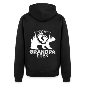 Werdender Opa 2023, 2023 werde ich Opa, 2023 Opa - Unisex Premium Bio Zip Hoodie - Schwarz - Hinten - Nico (187cm)