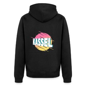 Kassel Germany City Font Vintage Retro - Unisex Premium Organic Zip Hoodie - black - Back - Nico (187cm)