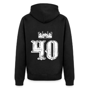 40 Zahl Krone - Unisex Premium Bio Zip Hoodie - Schwarz - Hinten - Nico (187cm)