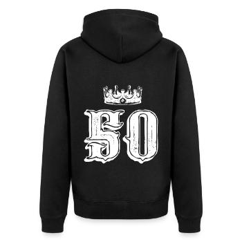 Couronne de 50 numéros - Veste à capuche bio Premium Unisexe - noir - Dos - Nico (187cm)