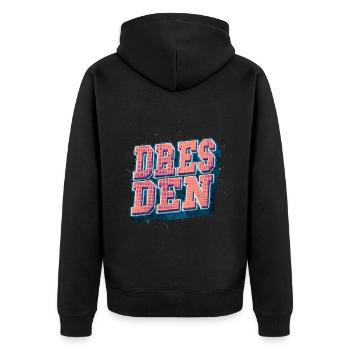 Dresden Germany City Font Vintage Retro - Unisex Premium Organic Zip Hoodie - black - Back - Nico (187cm)
