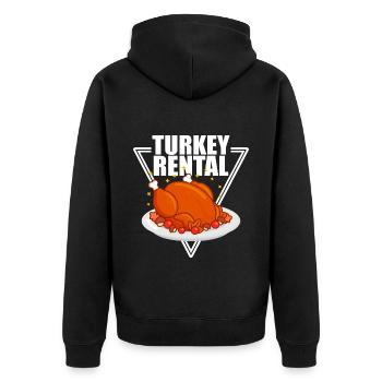 Turkey Rental Thanksgiving Thanksgiving - Unisex Premium Organic Zip Hoodie - black - Back - Nico (187cm)