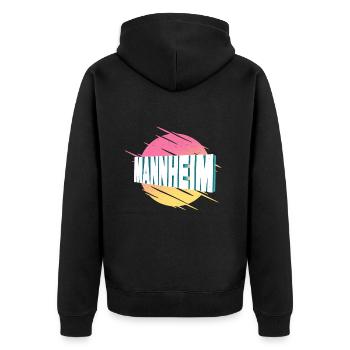 Mannheim Germany City Font Vintage Retro - Unisex Premium Organic Zip Hoodie - black - Back - Nico (187cm)