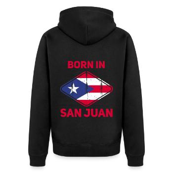 San Juan - Unisex Premium Bio Zip Hoodie - Schwarz - Hinten - Nico (187cm)